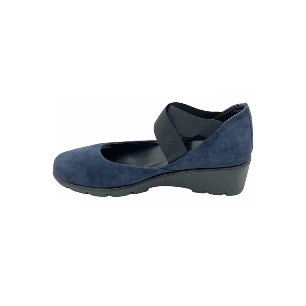 The Flexx Blue Suede Cross-Band Get Back Mary Jane Wedge Shoes New SZ 7.5